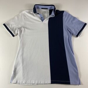Greyson Polo Shirt Womens Medium Colorblock Blue White Pima Cotton Performance